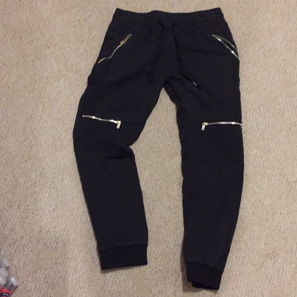 MENS MOTO JOGGERS BLK SILVER HARDWARE